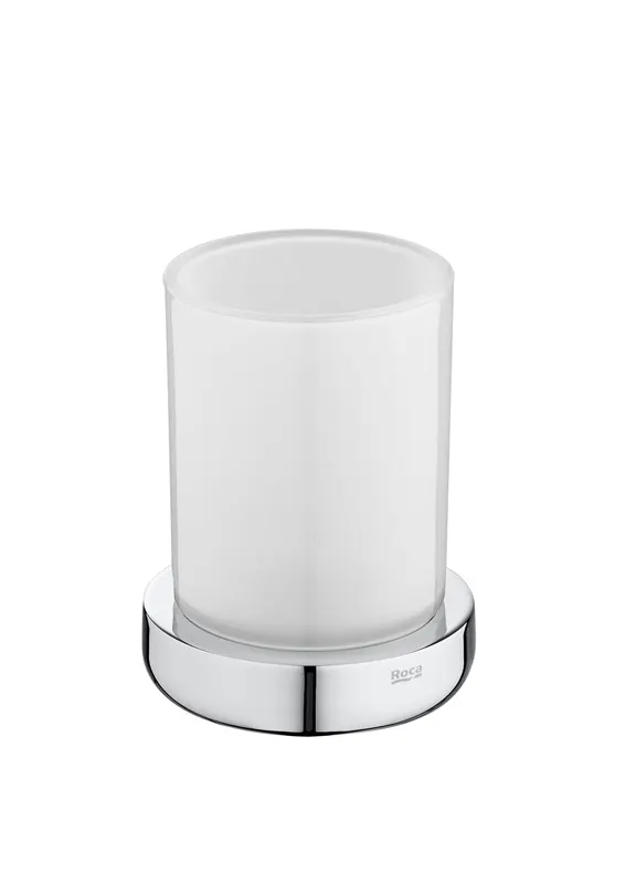 Pahar baie Roca A817022001, pe blat, sticla, metal, pahar, Crom