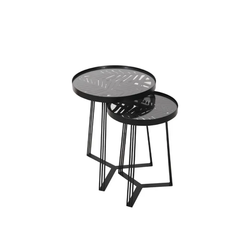 Set 2 masute de cafea PALME 32/40 CM - Negru