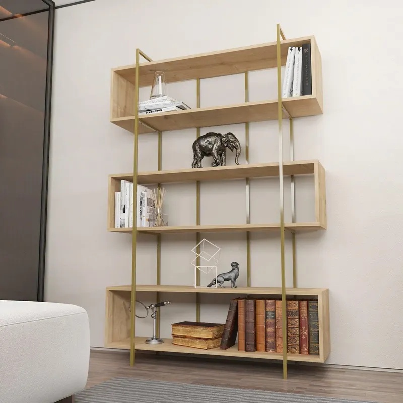 Biblioteca Hugi Lux cu 6 Rafturi, 120x180x30 cm - Bej