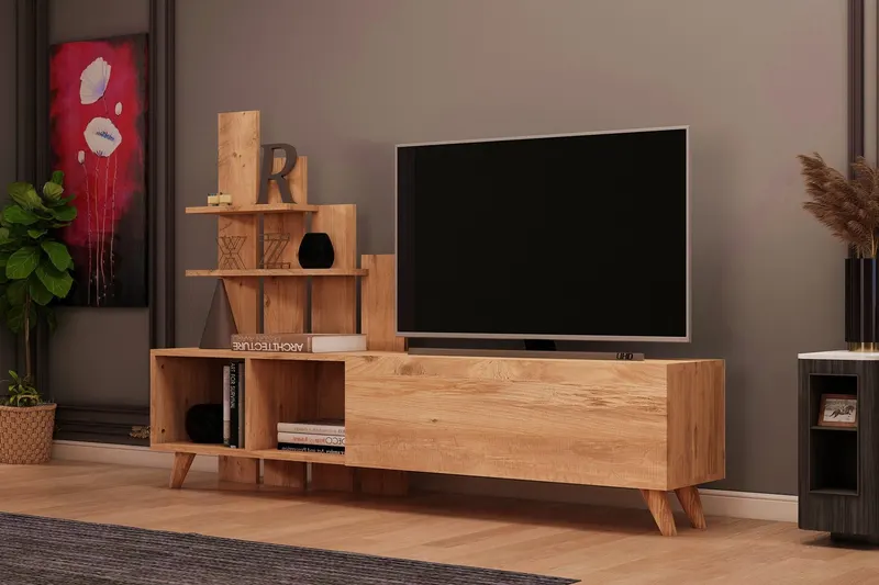 Comodă TV Vale, Diverse culori, 160x33x115 cm - Pin atlantic