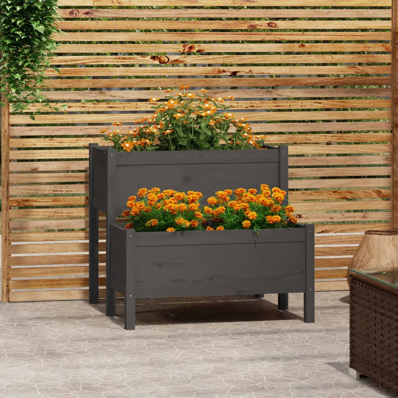jardiniera, gri, 84,5x84x75 cm, lemn masiv de pin