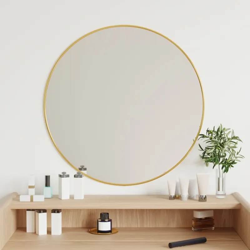 oglinda de perete rotunda, auriu, Ø 60 cm