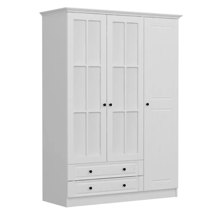 Dulap KALE 3, 3 usi, 2 sertare, alb, 135x52x210 cm