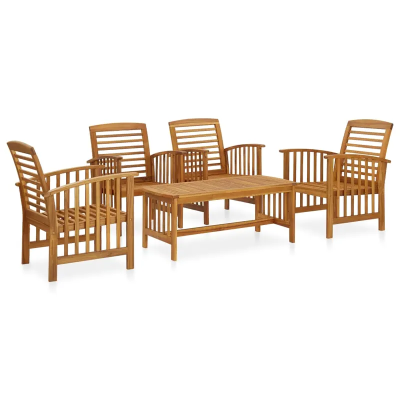 set mobilier de gradina, 5 piese, lemn masiv de acacia