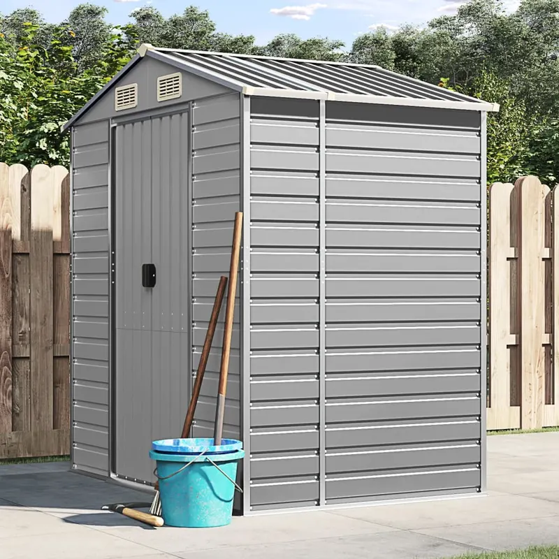 sopron de gradina, gri deschis, 191x130x198 cm otel galvanizat