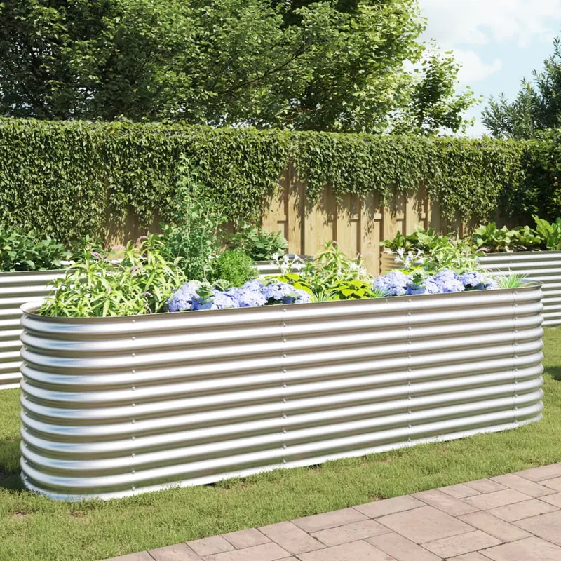 strat inaltat de gradina argintiu 320x80x81 cm otel galvanizat
