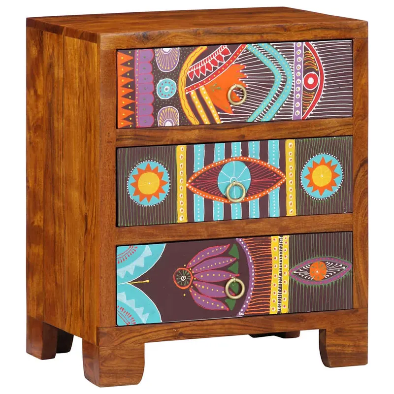 bufeta multicolor 50x35x60 din lemn masiv de salcam