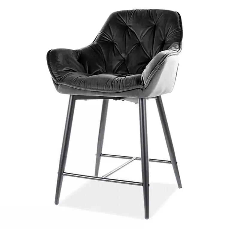 Scaun de bar HEY VELVET H60 CM - Negru