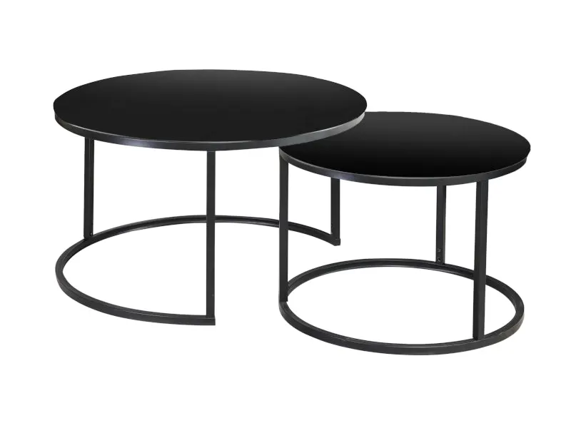 Set 2 masute de cafea ATLANTA - Negru/Negru