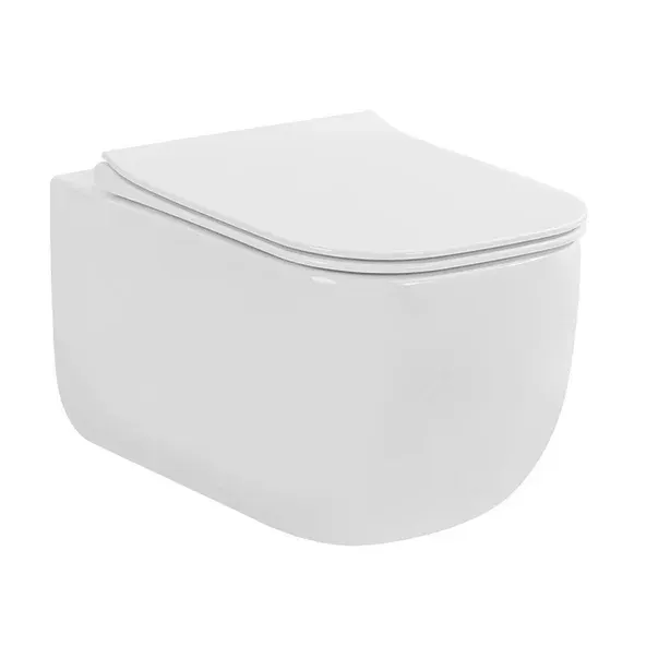 Set vas WC suspendat Fluminia Orion, rimless, capac soft close, quick release, alb