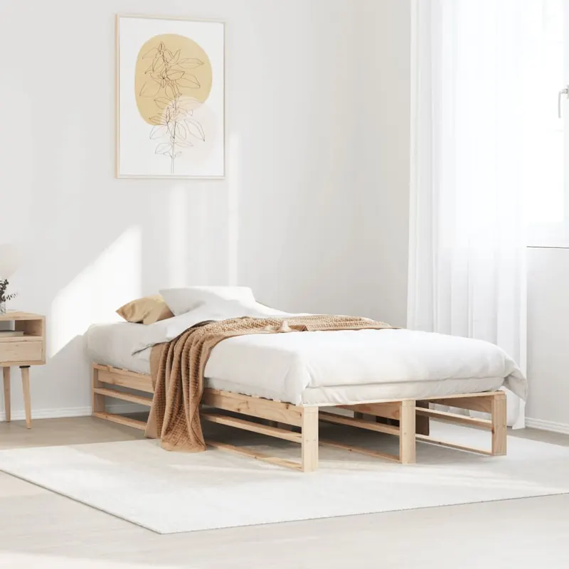 cadru de pat fara saltea, 90x200 cm, lemn masiv pin
