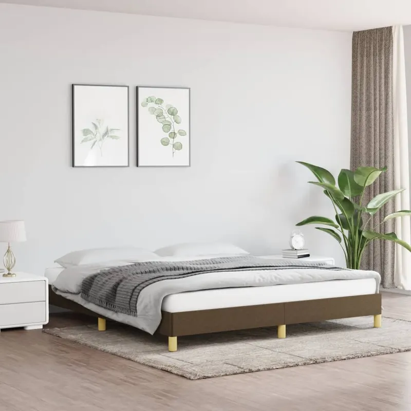 Cadru de pat fara saltea, maro inchis, 180x200 cm, textil