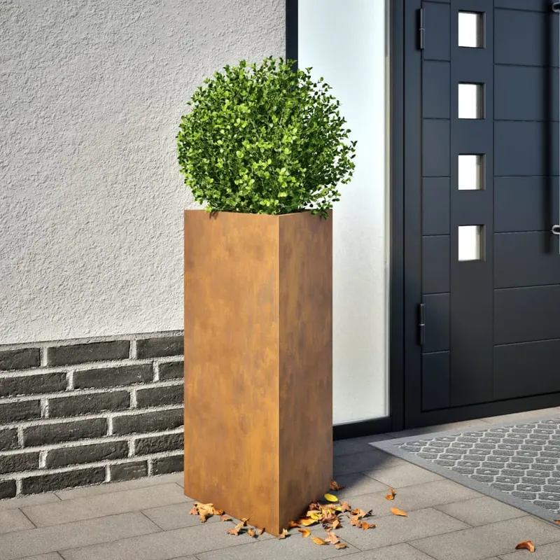 jardiniere gradina, 2 buc. 40x34,5x70 cm otel corten triunghi