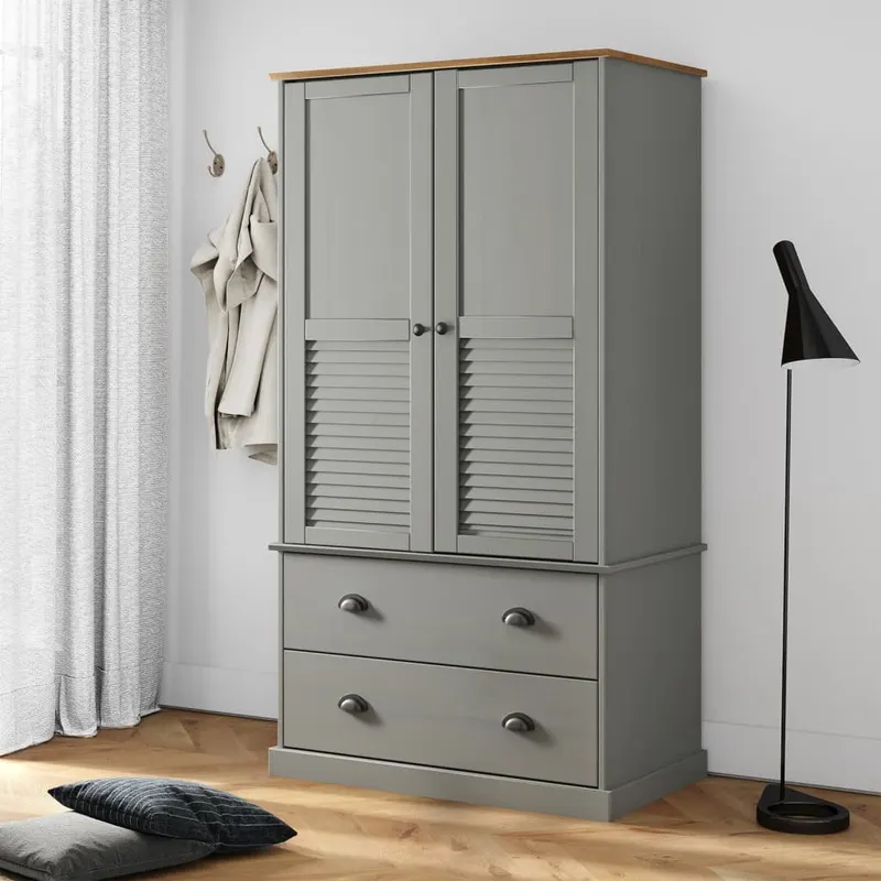 sifonier vigo, gri, 90x55x176 cm, lemn masiv de pin
