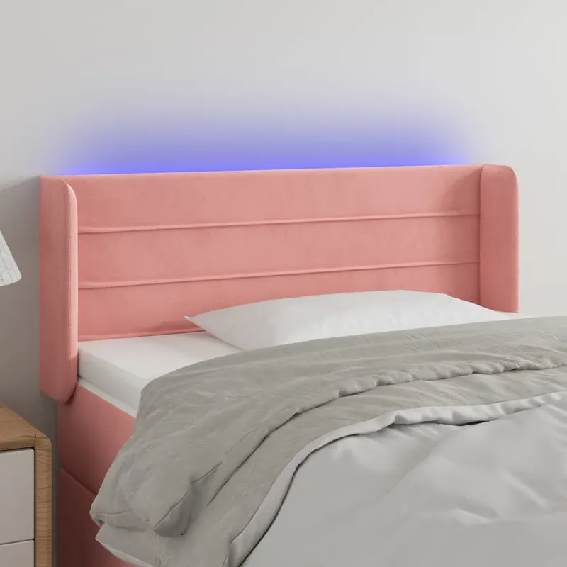 tablie de pat cu led, roz, 103x16x78/88 cm, catifea