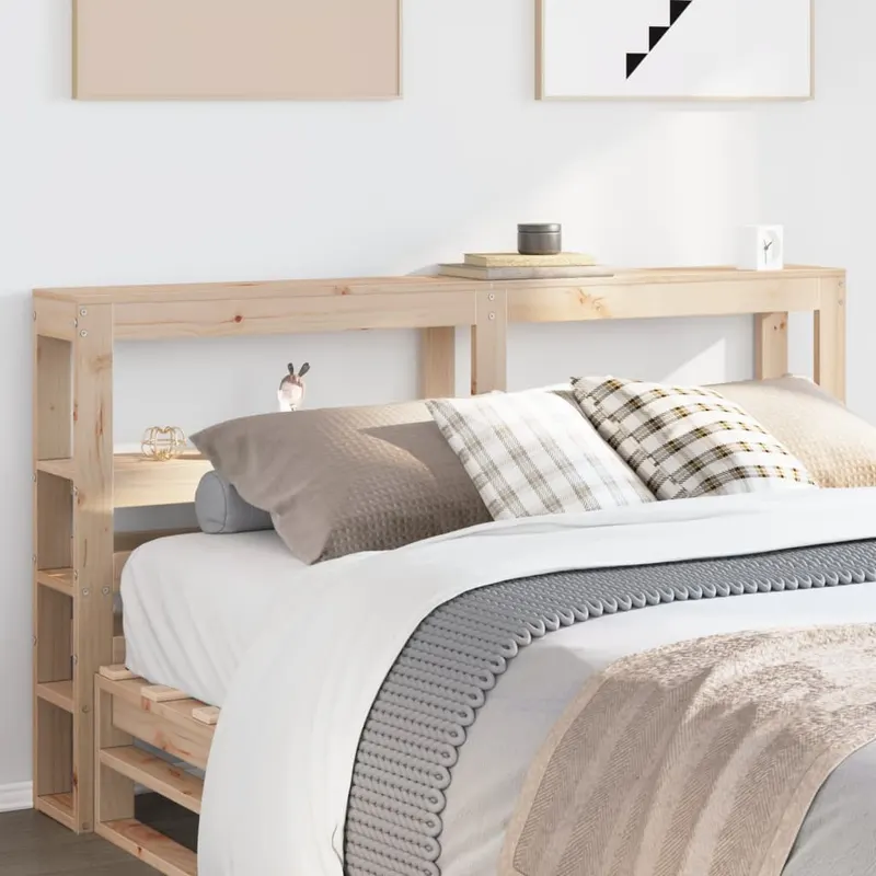 tablie de pat cu rafturi, 120 cm, lemn masiv de pin