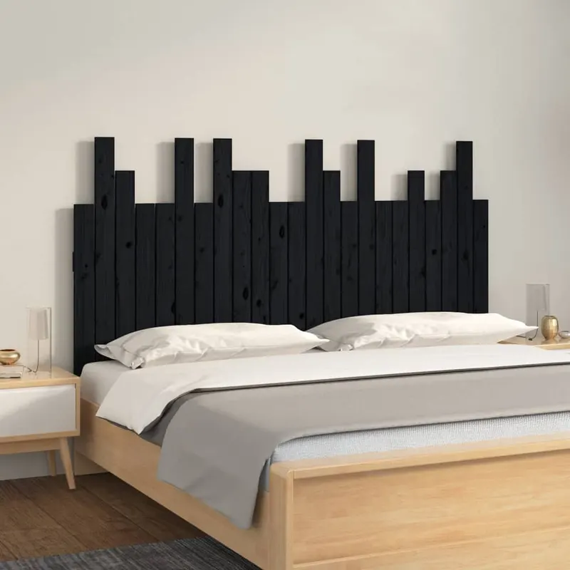 tablie de pat pentru perete, negru 146,5x3x80 cm lemn masiv pin