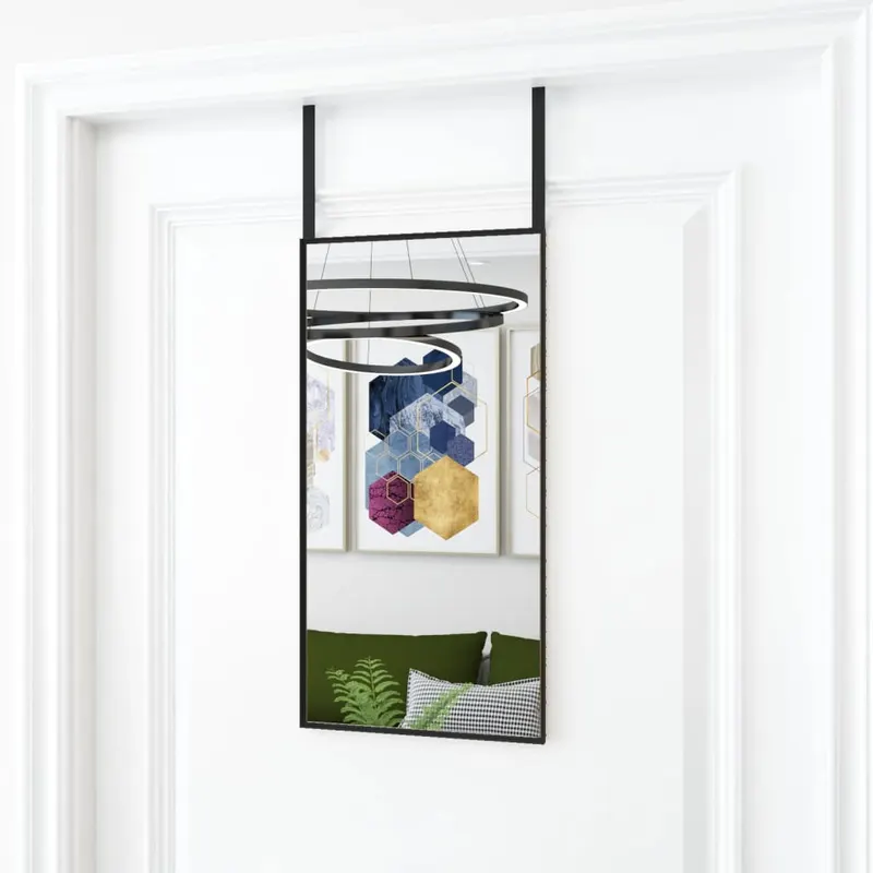 oglinda pentru usa, negru, 30x60 cm, sticla si aluminiu