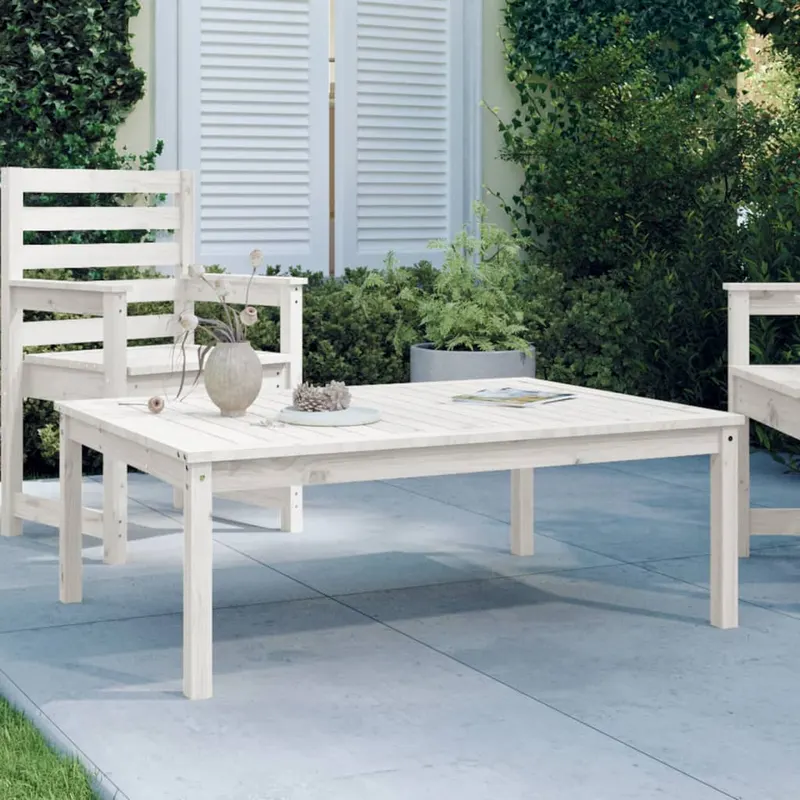 masuta de gradina, alb, 121x82,5x45 cm, lemn masiv de pin