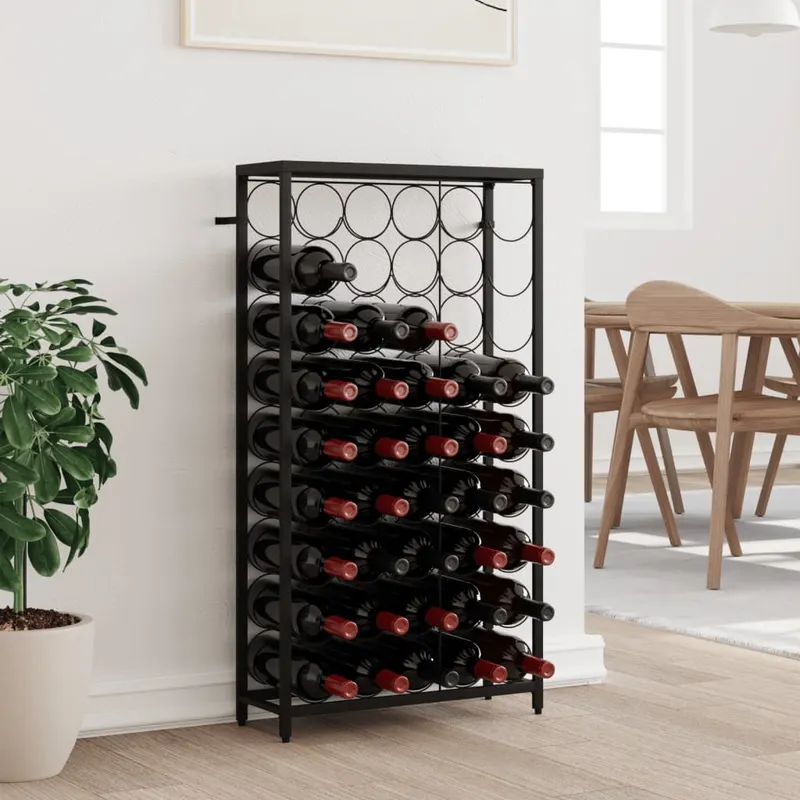 suport sticle vin, 45 de sticle negru 54x18x100 cm fier forjat