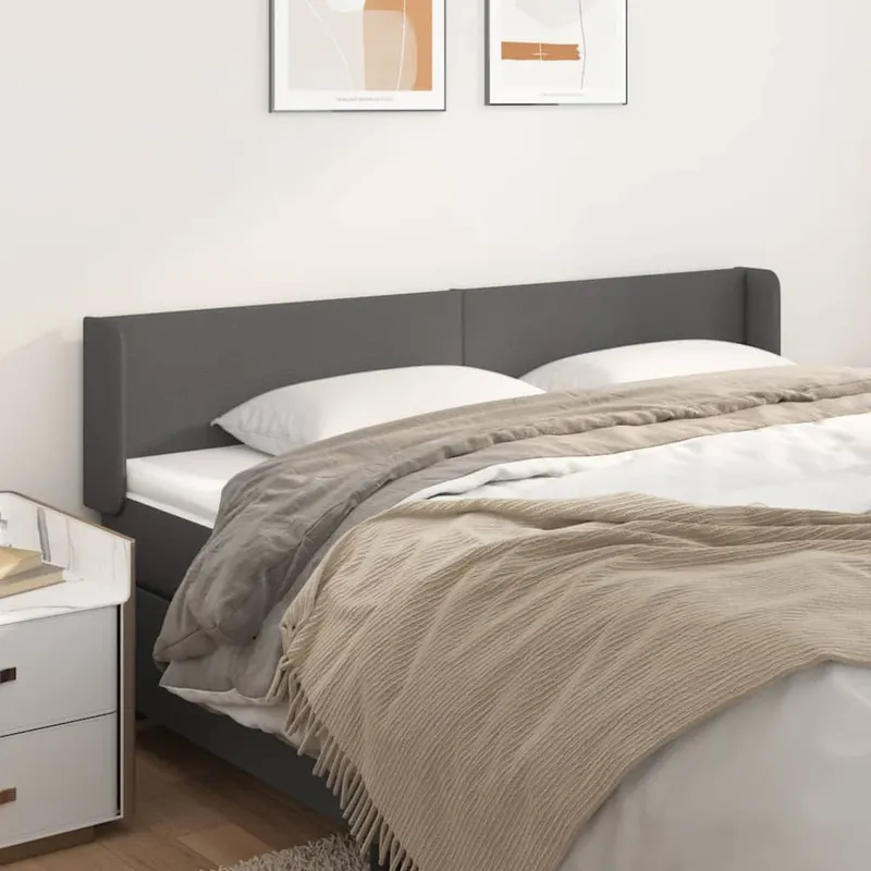 tablie de pat cu aripioare gri 203x16x78/88 cm piele ecologica