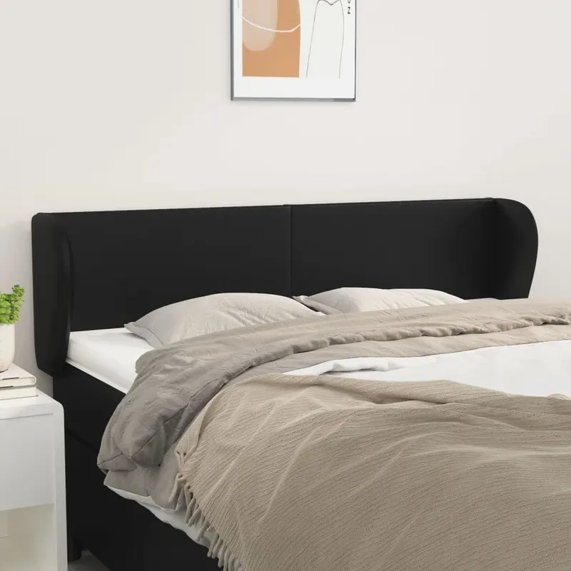 tablie de pat cu aripioare gri 147x23x78/88 cm piele ecologica