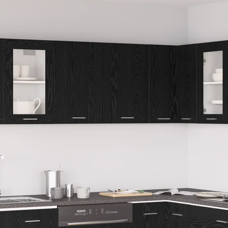Dulap suspendat din stejar negru - 80x31x60 cm - fabricat din lemn prelucrat