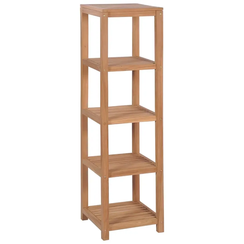 raft depozitare baie, 4 niveluri, 42x42x165 cm, lemn tec masiv
