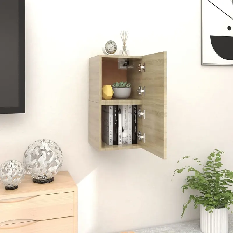 dulapuri tv montaj pe perete 2 buc. stejar sonoma 30,5x30x30 cm