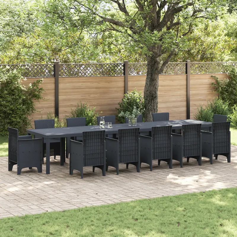 Masa de gradina antracit 400x100x73 cm poly rattan, masa de gradina antracit 250x100x73 cm poly rattan, masa de gradina antracit 150x100x73 cm poly rattan