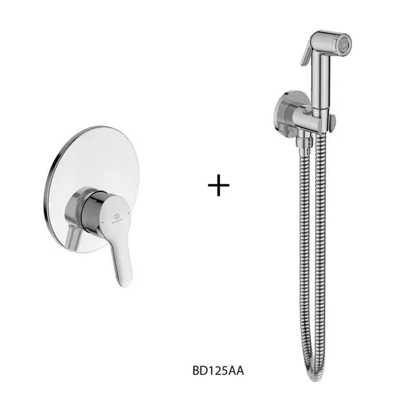 Dus igienic cu baterie Alpha Ideal Standard cu agatatoare, para, furtun si baterie incastrata