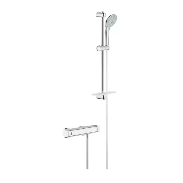 Baterie dus termostatata Grohe Grohtherm 2000 cu set de dus Euphoria crom lucios
