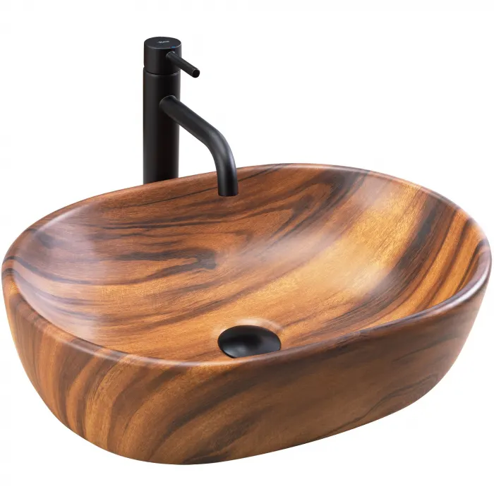 Lavoar baie maro mat, cu montaj pe blat, oval, Rea Amelia