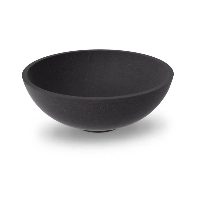 Lavoar rotund, 42 cm, montaj pe blat, din compozit, negru lucios, Marmite Kierros