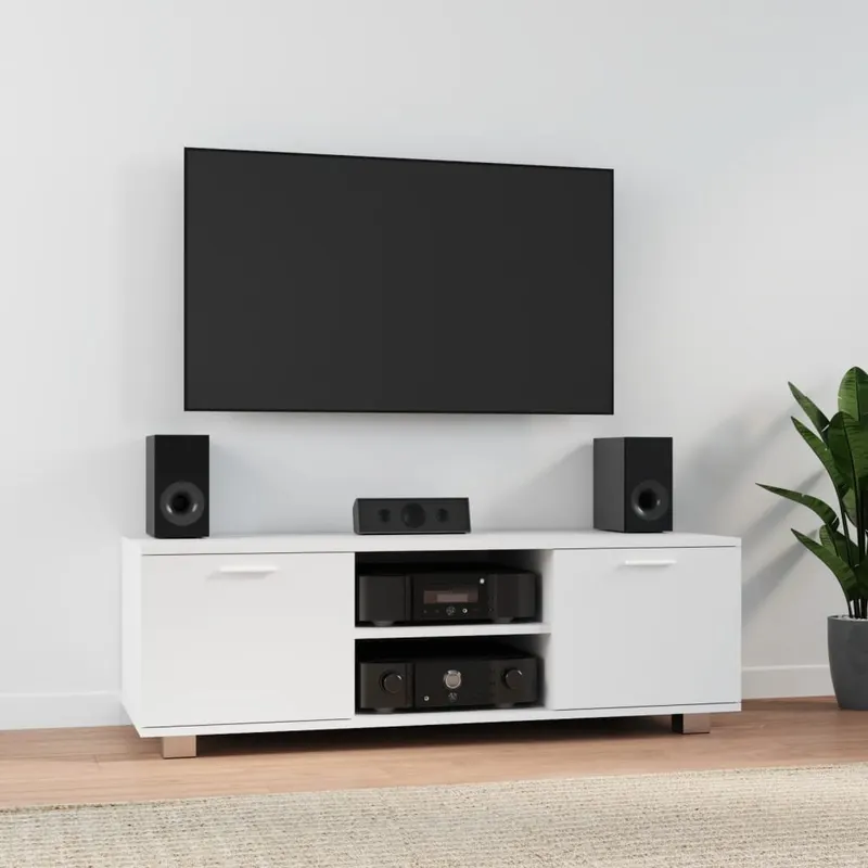 comoda tv, alb, 120x40,5x35 cm, lemn prelucrat
