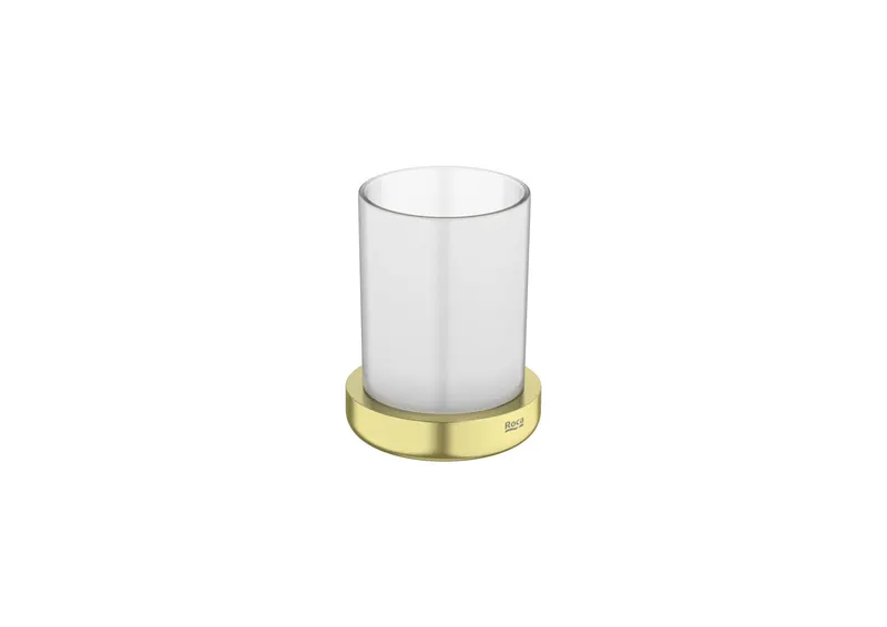 Pahar baie Roca A817022VA0, pe blat, sticla, metal, pahar, Auriu
