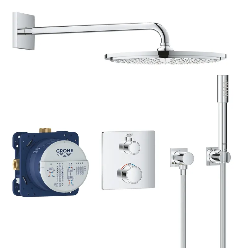 Sistem de dus Grohe 34730000, Grohtherm 310, tip incastrare incastrat, pentru un dus confortabil zilnic, crom