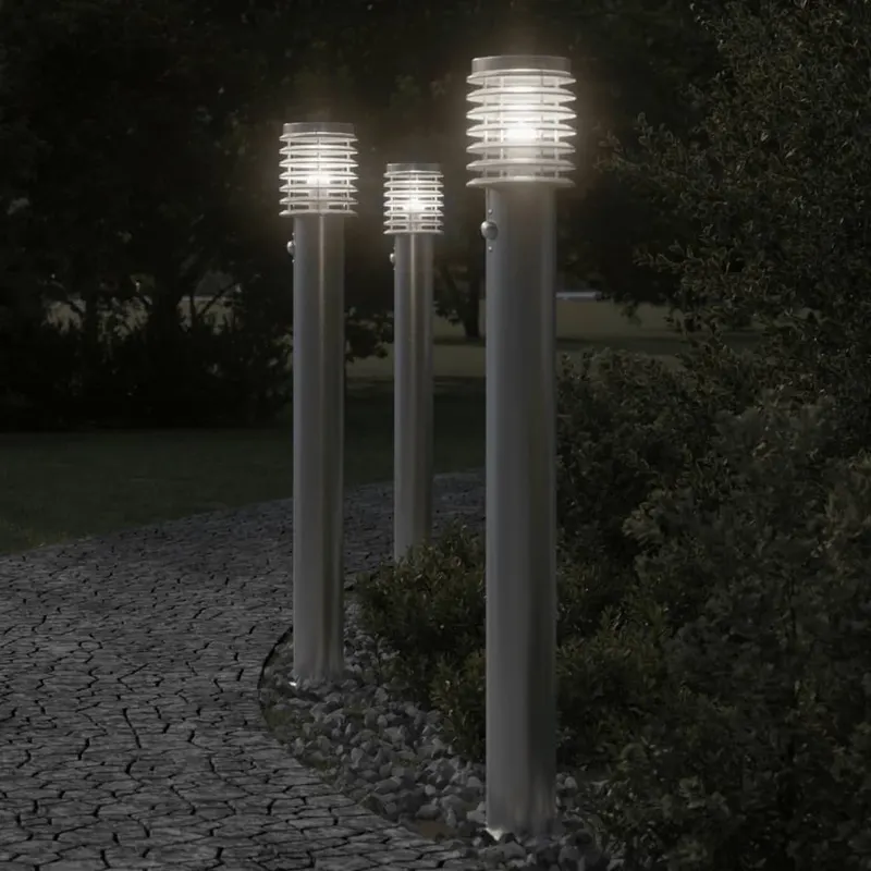 lampa exterioara de podea cu senzor argintiu 110 cm, otel inox