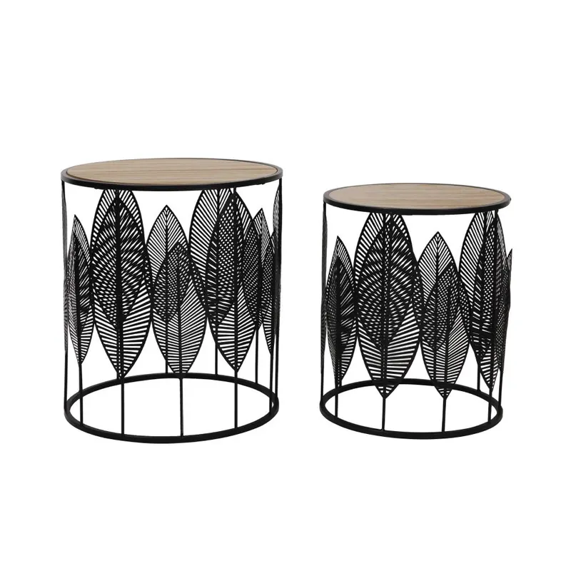 Set 2 masute de cafea JUNGLE 33/40CM - Negru