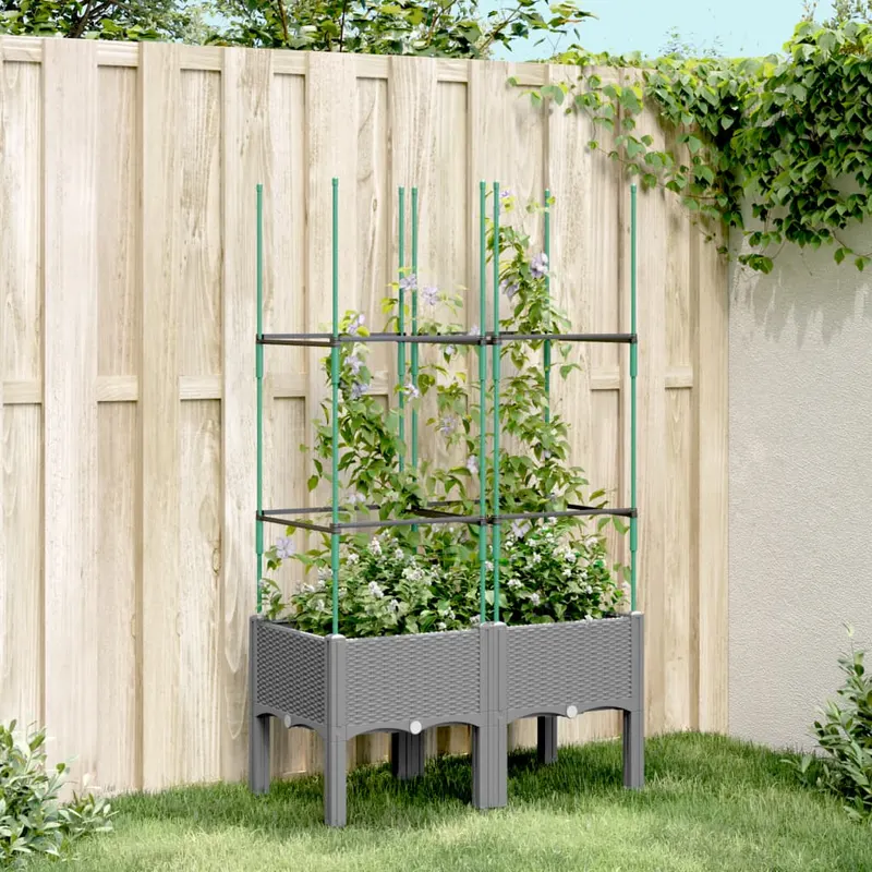 jardiniera de gradina cu spalier, gri deschis 80x40x142,5 cm pp