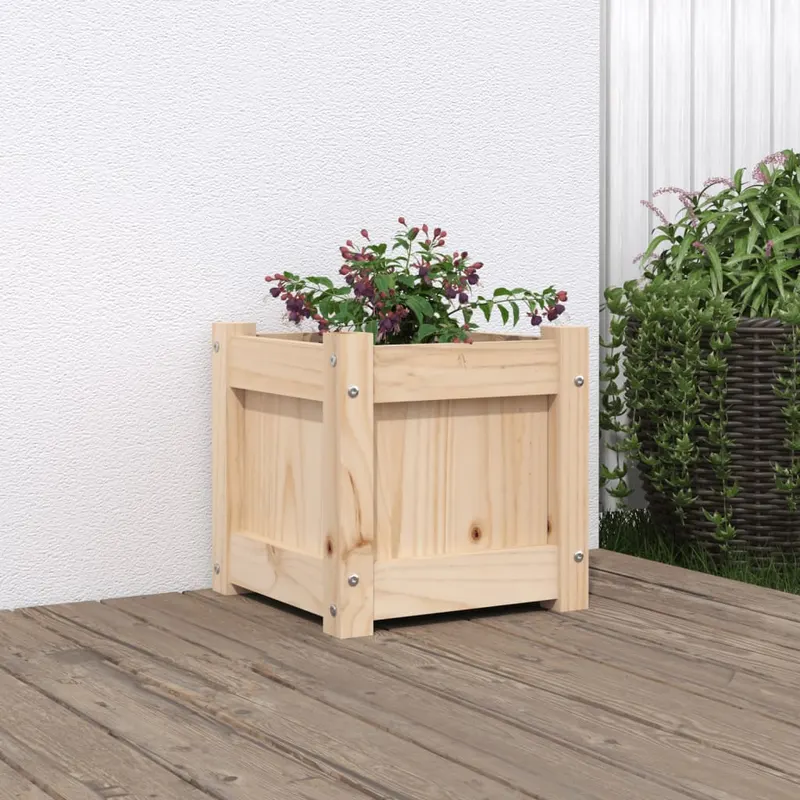 jardiniera de gradina, 31x31x31 cm, lemn masiv de pin