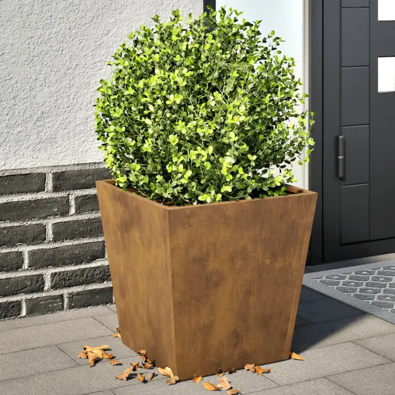 jardiniere gradina, 2 buc., 40x40x40 cm, otel corten