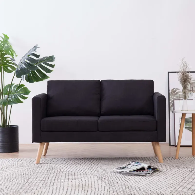 canapea cu 2 locuri, negru, material textil