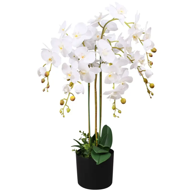 planta artificiala orhidee cu ghiveci, 75 cm, alb