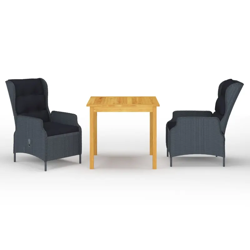 set mobilier pentru gradina, 3 piese, gri inchis