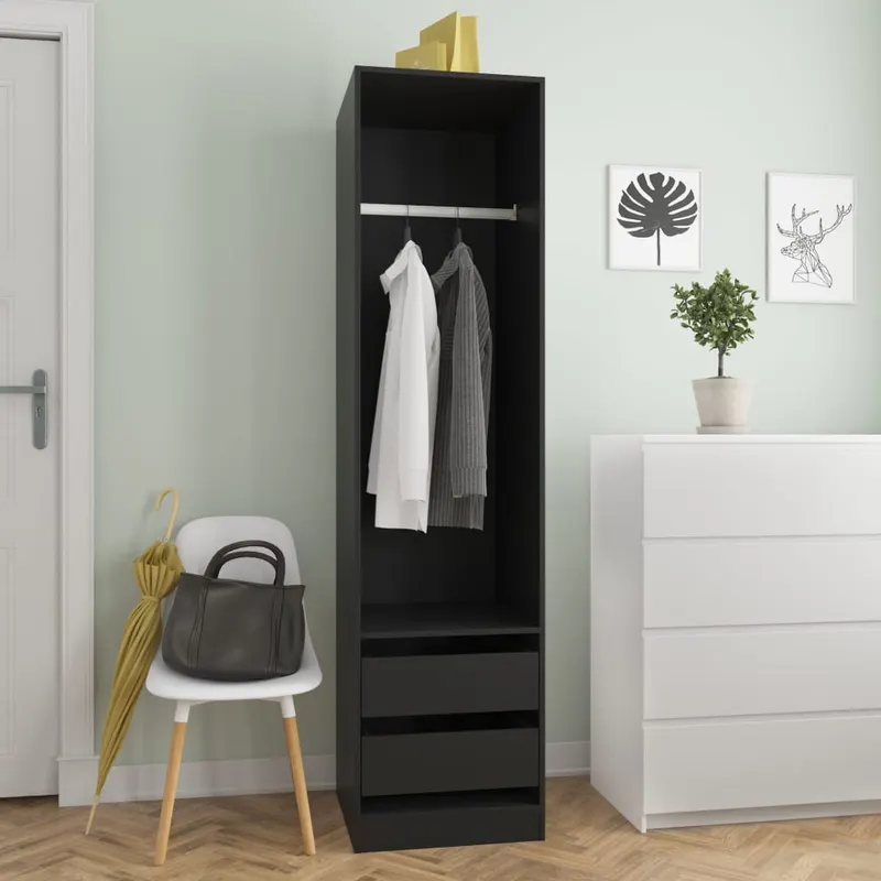 sifonier cu sertare, negru, 50x50x200 cm, lemn prelucrat