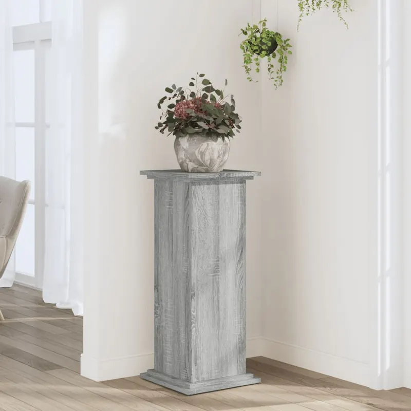suport de plante, sonoma gri, 33x33x80 cm, lemn prelucrat