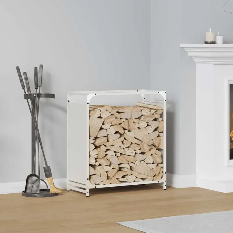 suport pentru lemne de foc alb 60x28x65 cm otel laminat la rece