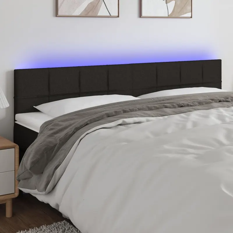tablie de pat cu led, negru, 180x5x78/88 cm, textil