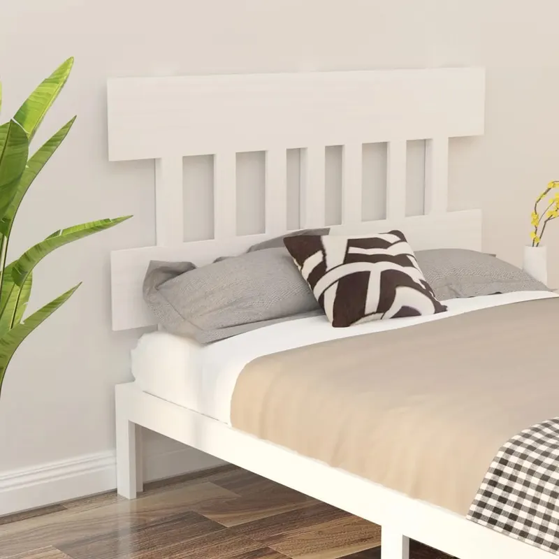 tablie de pat, alb, 123,5x3x81 cm, lemn masiv de pin